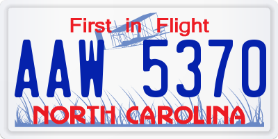 NC license plate AAW5370