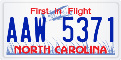 NC license plate AAW5371