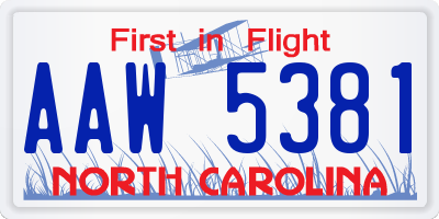 NC license plate AAW5381