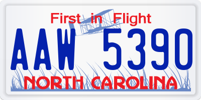 NC license plate AAW5390