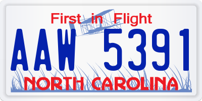 NC license plate AAW5391