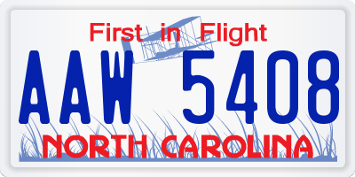 NC license plate AAW5408