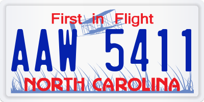 NC license plate AAW5411