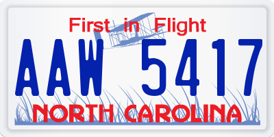 NC license plate AAW5417