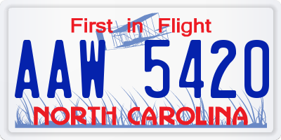 NC license plate AAW5420