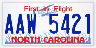 NC license plate AAW5421