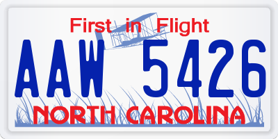 NC license plate AAW5426