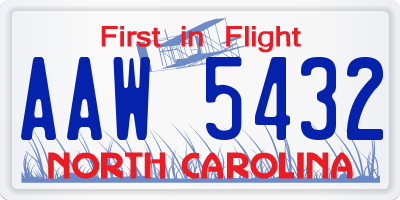 NC license plate AAW5432