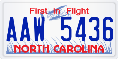 NC license plate AAW5436