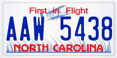 NC license plate AAW5438