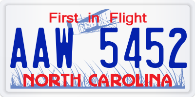 NC license plate AAW5452