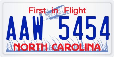 NC license plate AAW5454