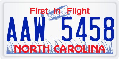 NC license plate AAW5458