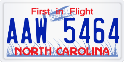 NC license plate AAW5464