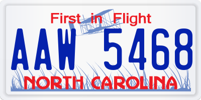 NC license plate AAW5468