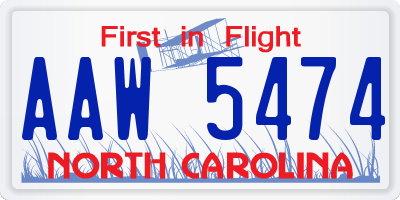 NC license plate AAW5474