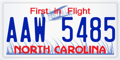 NC license plate AAW5485