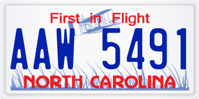 NC license plate AAW5491