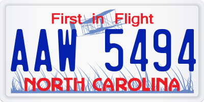 NC license plate AAW5494