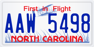 NC license plate AAW5498