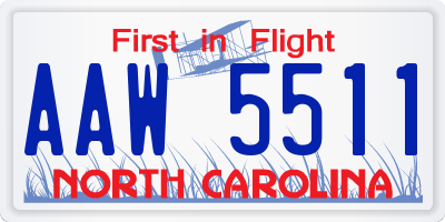 NC license plate AAW5511