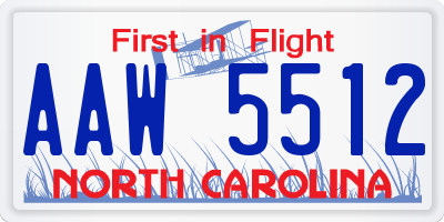 NC license plate AAW5512