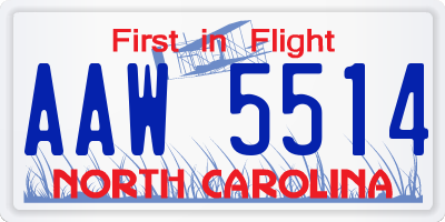 NC license plate AAW5514