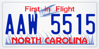 NC license plate AAW5515