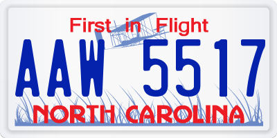 NC license plate AAW5517