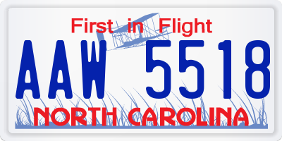 NC license plate AAW5518