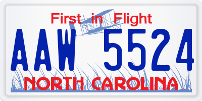 NC license plate AAW5524