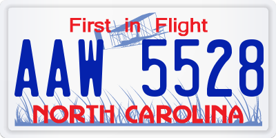 NC license plate AAW5528