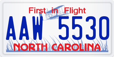 NC license plate AAW5530