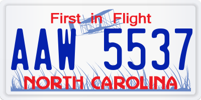 NC license plate AAW5537