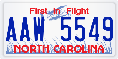 NC license plate AAW5549