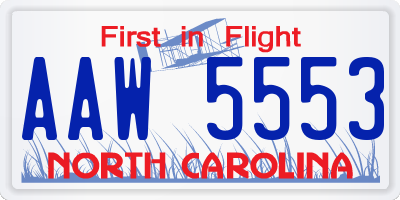 NC license plate AAW5553