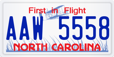 NC license plate AAW5558