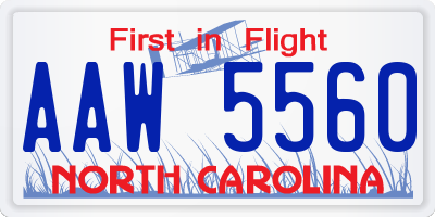 NC license plate AAW5560