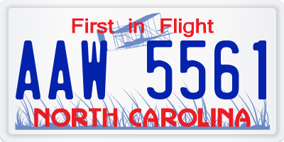 NC license plate AAW5561