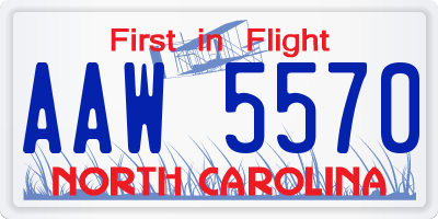 NC license plate AAW5570
