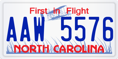NC license plate AAW5576