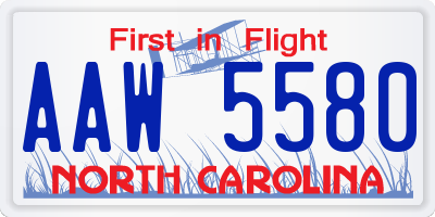 NC license plate AAW5580