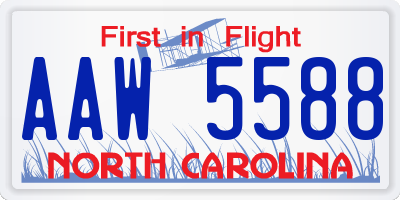 NC license plate AAW5588