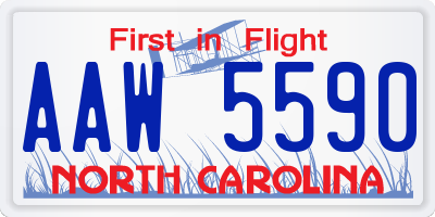 NC license plate AAW5590