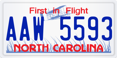 NC license plate AAW5593