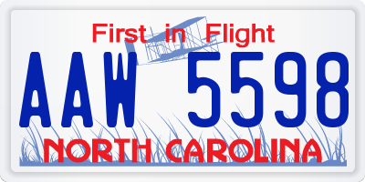 NC license plate AAW5598
