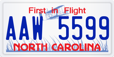 NC license plate AAW5599