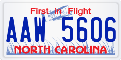 NC license plate AAW5606