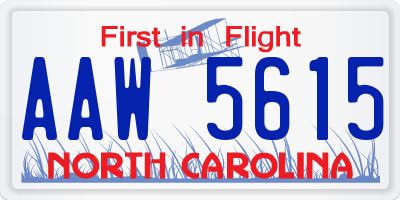 NC license plate AAW5615