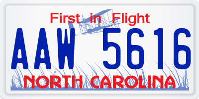 NC license plate AAW5616
